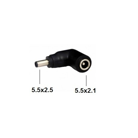 Adaptador Acodado 5.5X2.1MM hembra a 5.5X2.5MM macho (10 unidades) - 199.0902