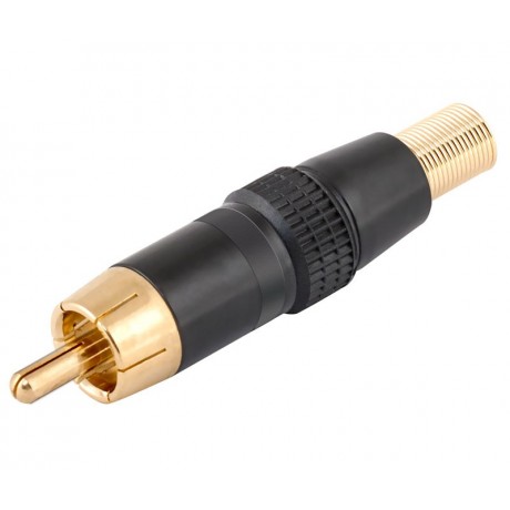 Conector RCA macho aéreo Negro y metálico níquel-oro (5 unidades) de Nimo - CON250