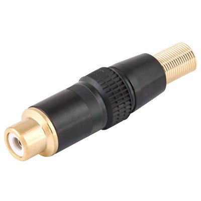 Conector RCA hembra aéreo Negro y metálico níquel-oro (5 unidades) de Nimo - CON253