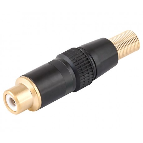 Conector RCA hembra aéreo Negro y metálico níquel-oro (5 unidades) de Nimo - CON253