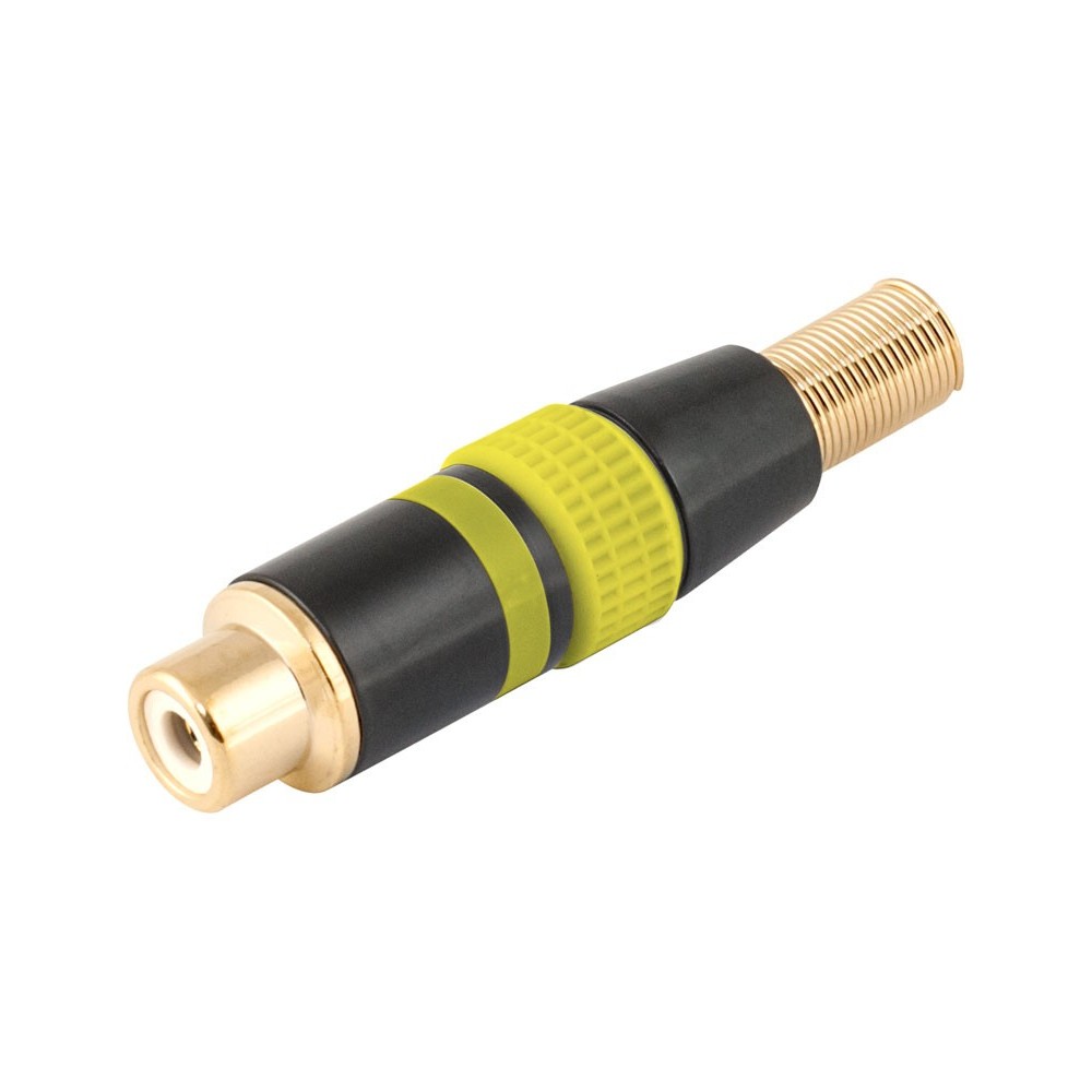 Conector RCA hembra aéreo Amarillo y metálico níquel-oro (5 unidades) de  Nimo - CON254