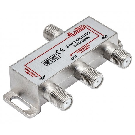 Spliter de TV conectores tipo F con rango 5-2450MHz 1 Entrada 3 salidas - ACTV121