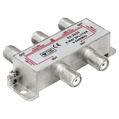 Spliter de TV conectores tipo F con rango 5-2450MHz 1 Entrada 4 salidas - ACTV122