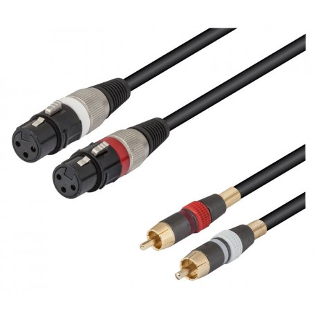 Conexión Profesional 2 XLR-canon 3 pin hembra a 2 RCA macho 1,5m - WIR377