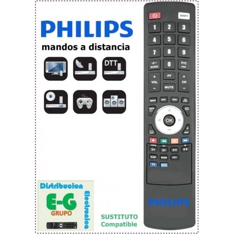 Mando a distancia Universal de repuesto para TV Philips, mando a distancia  para DVD y AUX
