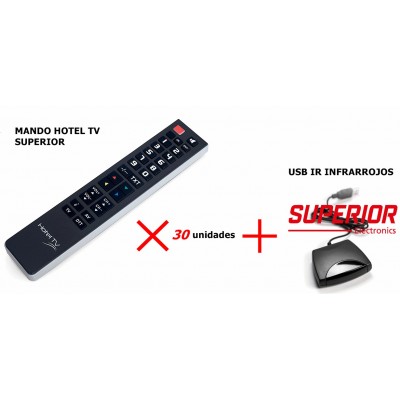 HOTEL TV Superior Mando para Hotel SIMPLIFICADO para televisión programable por PC (30 unidades) + USB IR Programador