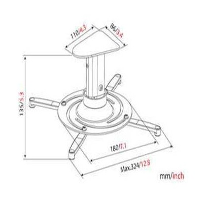 80.0084.10 Soporte para proyector universal en aluminio 10KG 14CM 360º