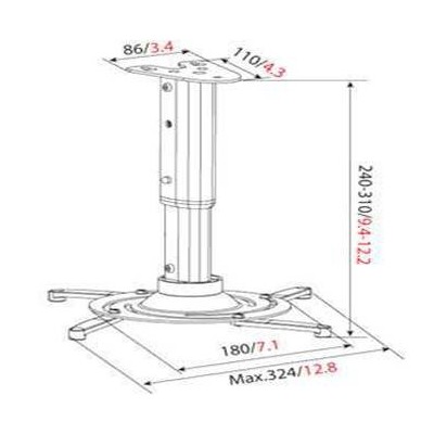 180.0085.10 Soporte para proyector universal en aluminio 10KG 24-31CM 360º