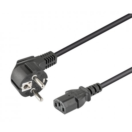 Cable de alimentación Schuko acodado CEE 7/7 a hembra IEC C13 2.0m (2 unidades)