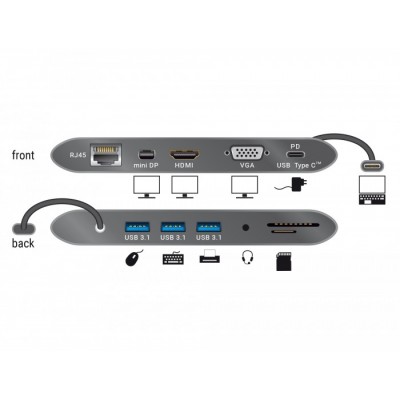 Estación de acoplamiento USB Type-C ™ 3.1 4K 30Hz gris oscuro 