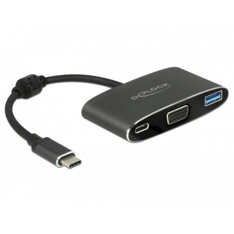 Delock Adaptador USB Type-C ™ macho a VGA hembra (modo DP Alt) + USB tipo-A + USB Type-C ™ PD