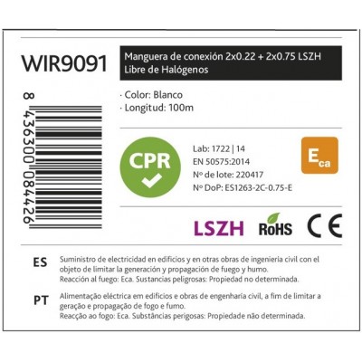 Rollo de Cable para alarma y portero libre de Halógenos LSZH y CPR - WIR9091