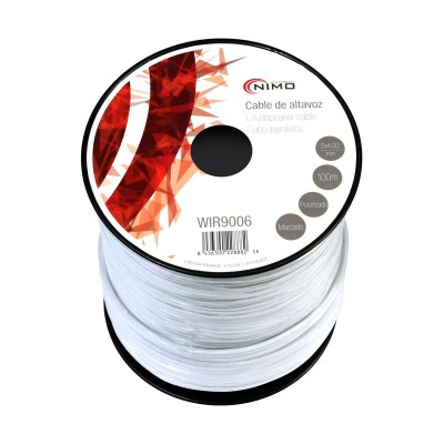 Rollo de cable de altavoz 2x4,00mm Blanco 100m de Nimo - WIR9006