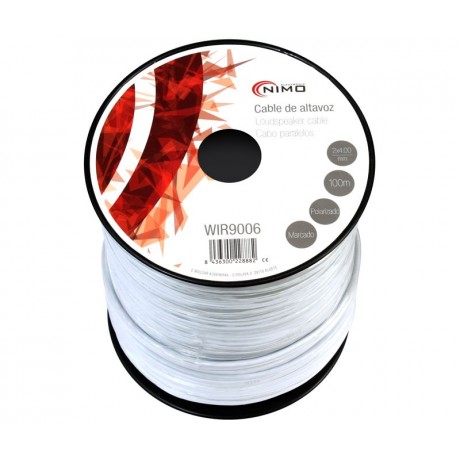 Rollo de cable de altavoz 2x4,00mm Blanco 100m de Nimo - WIR9006