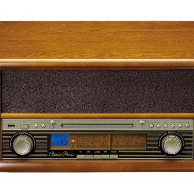 TCD-2550 Tocadiscos retro con caja de madera, altavoces, CD y USB de Lenco