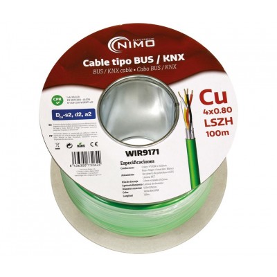 Rollo de Cable tipo BUS/KNX blindado LSZH, Cobre 4 hilos - WIR9171