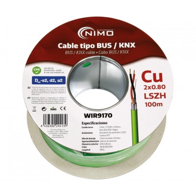 Rollo de Cable tipo BUS/KNX blindado LSHZ, Cobre 2 hilos - WIR9170