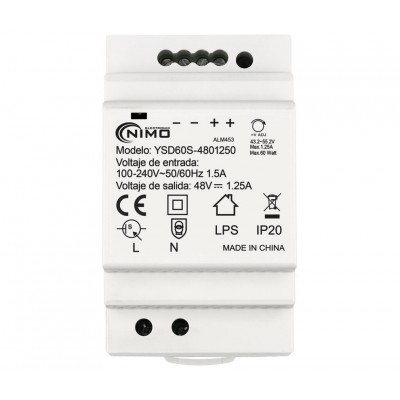 Fuente de alimentación conmutada carril DIN 48V/60W/1.25A - YSD60S-4801250