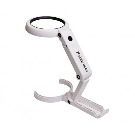 MA-025 Lupa de mano con luz LED y soporte articulado incorporado