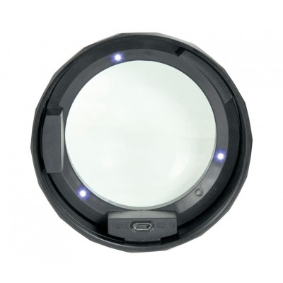 FLA-18 Lupa de mesa ajustable con 3 LED y batería Li-Ion de Fysic