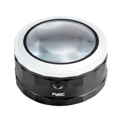 FLA-18 Lupa de mesa ajustable con 3 LED y batería Li-Ion de Fysic