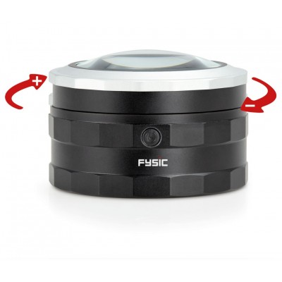 FLA-18 Lupa de mesa ajustable con 3 LED y batería Li-Ion de Fysic