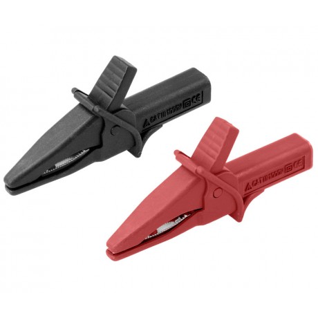 Pinzas de cocodrilo para puntas 4,0mm, Roja y Negra de Nimo (2 juegos)