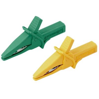 Pinzas de cocodrilo para puntas 4,0mm, Verde y Amarilla de Nimo (2 juegos)