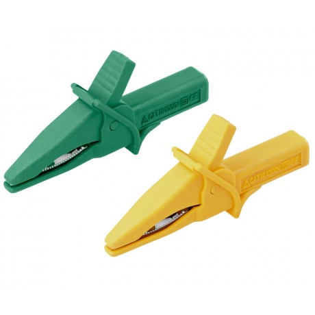 Pinzas de cocodrilo para puntas 4,0mm, Verde y Amarilla de Nimo (2 juegos)
