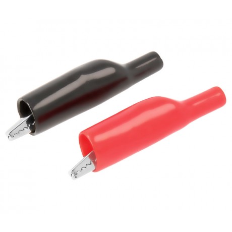 Pinzas de cocodrilo para puntas 2,0mm, Rojo-Negro de Nimo (5 juegos)