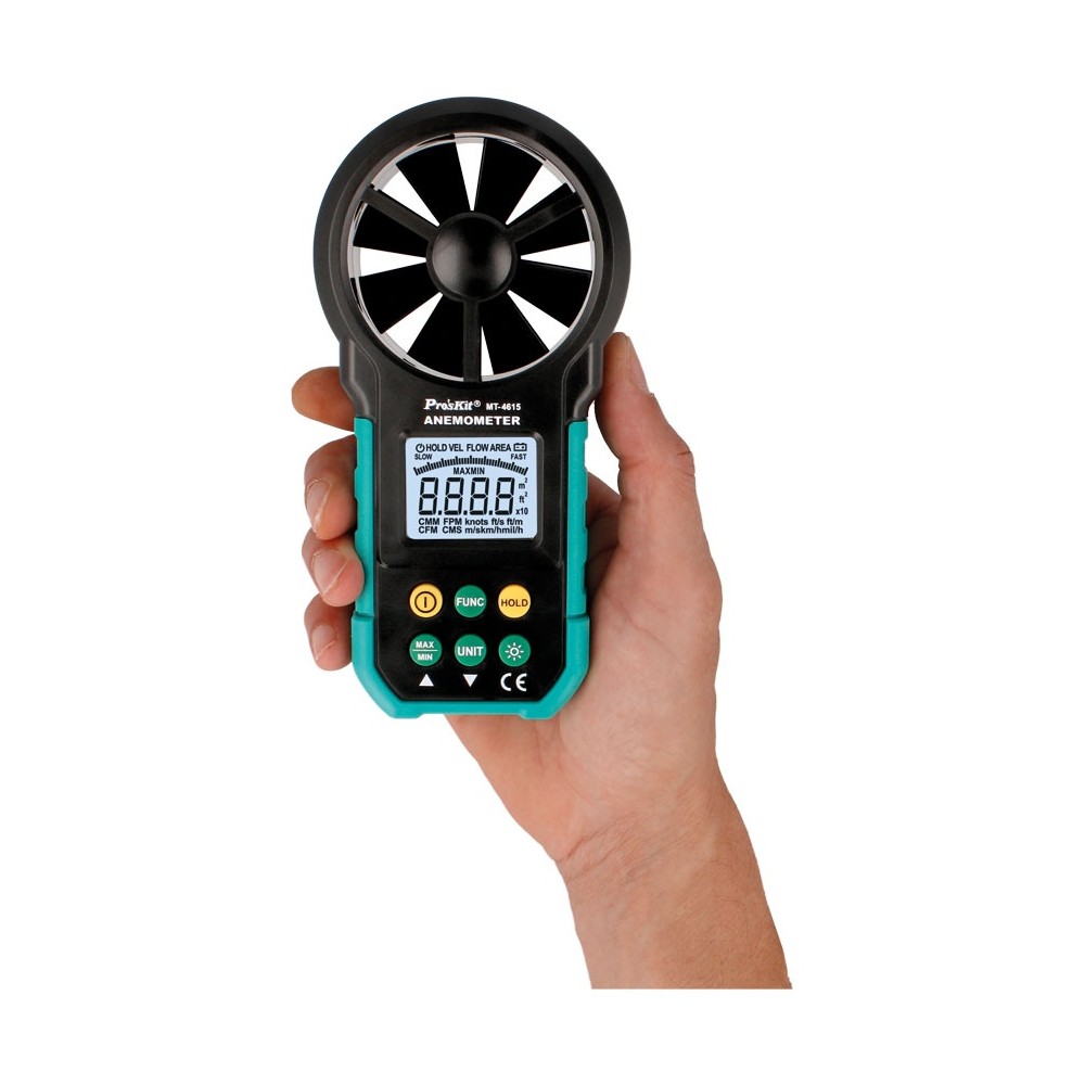 MT-4615 Anemómetro digital para medir velocidad y volumen del aire de  Proskit