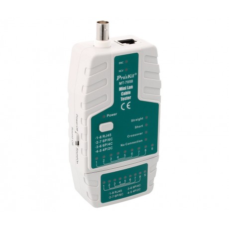 MT7058 Mini tester de redes RJ y BNC con detector de voltaje de Proskit