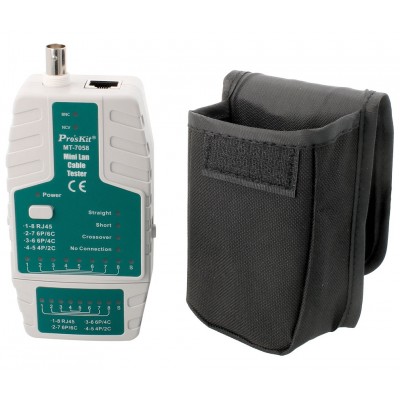 MT7058 Mini tester de redes RJ y BNC con detector de voltaje de Proskit