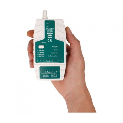 MT7058 Mini tester de redes RJ y BNC con detector de voltaje de Proskit