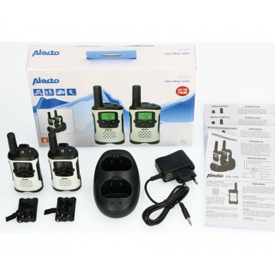 ALECTO FR-175 Conjunto de walkie-talkies con base de carga 8 canales 7km color Blanco y negro