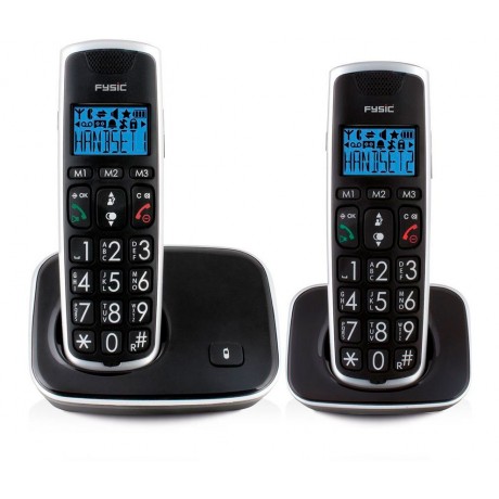 FYSIC FX-6020 Teléfono Duo inalámbrico con teclas grandes Compatible con audífonos