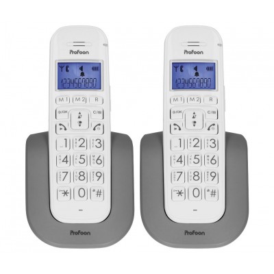 PROFOON PDX2608 DUO Teléfono inalámbrico DECT-GAP con botones grandes, agenda telefónica, gran autonomía