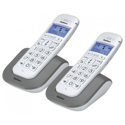 PROFOON PDX2608 DUO Teléfono inalámbrico DECT-GAP con botones grandes, agenda telefónica, gran autonomía