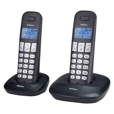 PROFOON PDX-1120 Conjunto DUO de teléfonos inalámbricos DECT-GAP con agenda telefónica, gran autonomía