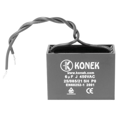 KONEK Condensador de arranque de motor con cables de 6MF - 6MFJ450VAC