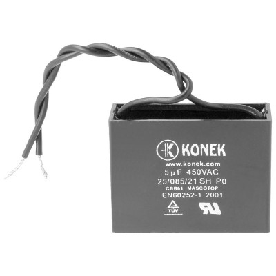 KONEK Condensador de arranque de motor con cables de 5MF 5MFJ450VAC