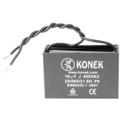 KONEK Condensador de arranque de motor con cables de 10MF - 10MFJ450VAC