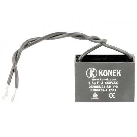 Condensador KONEK de arranque y marcha de motor con cables de 1,5MF - 1,5MFJ450VAC