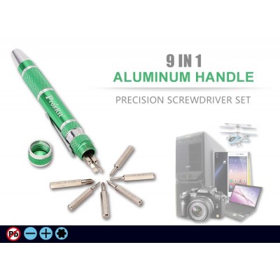 SD-9814 Destornillador de bolsillo con 9 puntas intercambiables de Proskit