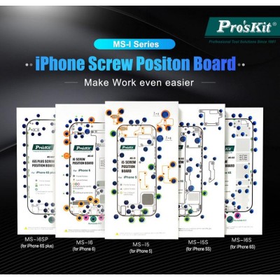 MS-5156 Plantillas tornillos reparación iPhone 5/5S/6/6S/6S+ de Proskit