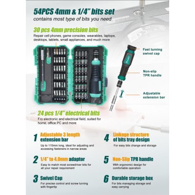 SD-9857M Destornillador con 24 puntas estándar y 30 de precisión de Proskit