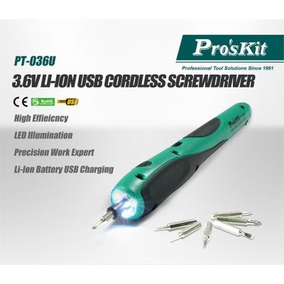 PT-036U Destornillador inalambrico recargable USB de Proskit