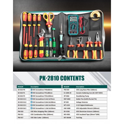 PK-2810B Estuche de herramientas de electricista 1000V de Proskit