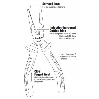 PM-919 Alicate de puntas y corte para electricista de Proskit