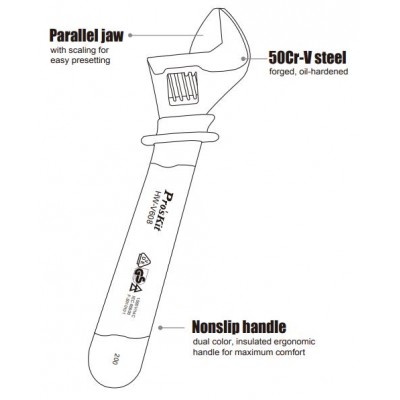 HW-V608 Llave inglesa aislada 1000V- IEC 609000/200mm de Proskit